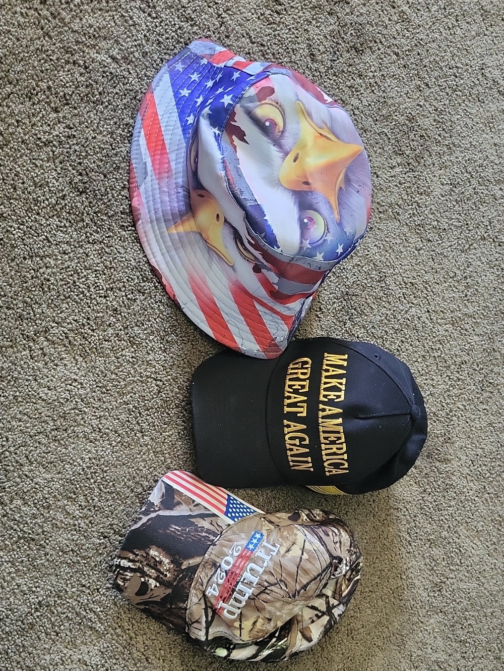 EUC Patriotic Caps, One Bucket, 2- adjustable BB caps